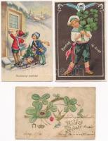 7 db RÉGI újévi és karácsonyi üdvözlő képeslap vegyes minőségben / 7 pre-1945 New Year and Christmas...