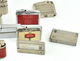 Vegyes benzines öngyújtók, kopott, cca 5x5cm (Zippo, Imco, Rowenta stb.)