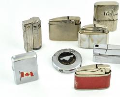 Vegyes benzines öngyújtók, kopott, cca 5x5cm (Zippo, Imco, Rowenta stb.)