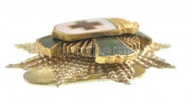 1922. "A Magyar Vöröskereszt Érdemcsillaga" zománcozott gomblyukjelvény miniatűr, hátlapon...