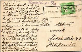 Vágkeresztúr, Krizovany nad Dudváhom; templom és iskola, Fő utca / church, school, main street + &qu...