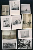 cca 1940 Balatoni hajózás, vitorlázás, 10 db fotó, 5,5×4 és 9×6 cm
