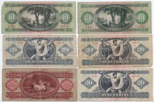 1949. 100Ft + 1962-1969. 10Ft(2xklf) + 1975-1980. 20Ft(3xklf) T:III némelyik foltos