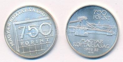 1998. 750Ft Ag "Labdarúgó VB" kapszulában + 1998. 750Ft Ag "Budapest 125 éves" k...