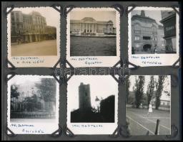 1941 Debrecen, Hajdúszoboszló, Hortobágy, 30 db fotósarokkal albumlapra ragasztott fotó, 6×6 és 6×9 cm
