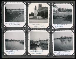 1941 Debrecen, Hajdúszoboszló, Hortobágy, 30 db fotósarokkal albumlapra ragasztott fotó, 6×6 és 6×9 ...