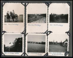 1941 Debrecen, Hajdúszoboszló, Hortobágy, 30 db fotósarokkal albumlapra ragasztott fotó, 6×6 és 6×9 ...