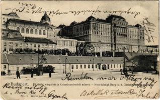 1905 Budapest I. Új királyi várpalota (a Krisztinavárosból nézve), M. kir. koronaőrségi laktanya. Ganz Antal No. 1. (EB)