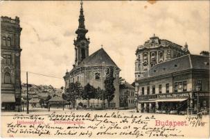 1904 Budapest I. Tabán, Döbrentei tér, Kellner Ignácz Tabáni bor- és sörcsarnoka, Gamauf Gyula üzlete (kis szakadás / small tear)