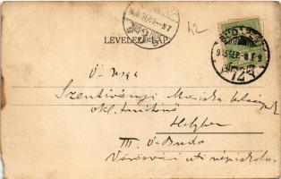 1905 Budapest I. Margit rakpart (Bem rakpart), Szilágyi Dezső téri református templom, villamosok (b...