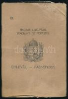 1935 Bp., Magyar Királyság által kiállított fényképes útlevél pecsétekkel, valamint a tulajdonos névváltoztatási és egyéb iratai, sérült