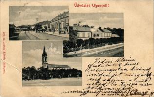 1904 Budapest IV. Újpest, templom, utca, vasútállomás. Divald Károly 222. sz. (EB)