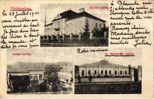 1911 Törökkanizsa, Nova Kanjiza, Novi Knezevac; Schulpe kastély, Tallián kastély, Gr. Maldeghem kastély. Schwarcz Antal kiadása / castles (EB)