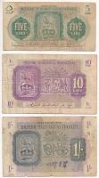 Líbia / Tripolitania Katonai Hatóság 1943-1951. 5L + 10L + 1Sh T:III- Lybia / Tripolitania Military Authority 1943-1951. 5 Lire + 10 Lire + 1 Shilling C:VG