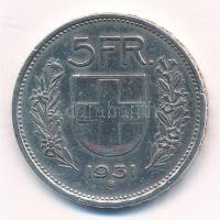 Svájc 1931B 5Fr Ag T:2 Switzerland 1931B 5 Francs Ag C:XF Krause KM#40