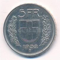 Svájc 1932B 5Fr Ag T:2 Switzerland 1932B 5 Francs Ag C:XF Krause KM#40