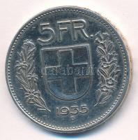 Svájc 1935B 5Fr Ag T:2 kis patina, egy nagyobb karc Switzerland 1935B 5 Francs Ag C:XF little patina, one larger scratch Krause KM#40