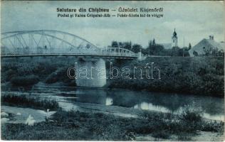 1931 Kisjenő, Kis-Jenő, Chisineu-Cris; Fehér-Körös híd és völgye / Cris river bridge and valley