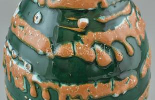 Retró váza, színes mázakkal festett kerámia, jelzés nélkül, kopott, m:30 cm