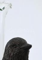 Műanyag figurális virágtartó üveg betéttel, kopott, 10cm