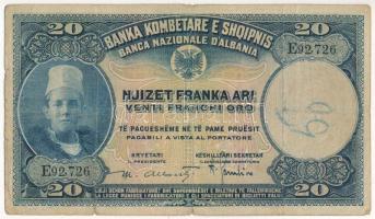 Albánia 1926. 20Fr T:III- Albania 1926. 20 Franka Ari C:VG Krause P#3