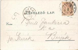 1899 (Vorläufer) Ruttka, Vrútky; látkép. Moskóczi Ferencné kiadása / general view (vágott / cut)