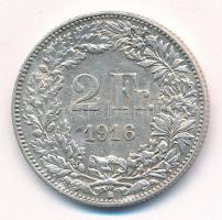 Svájc 1916B 2Fr Ag T:1- kis patina Switzerland 1916B 2 Francs Ag C:AU small patina Krause KM#21