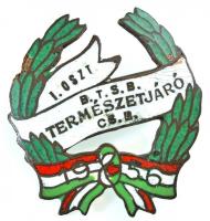 1956. B.T.S.B. (Budapesti Testnevelési és Sportbizottság) Természetjáró CS.B. - Női II. oszt. zománcozott fém jelvény (27x30mm) T:1-