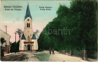 1909 Pöstyén, Piestany; Evang. Kirche / Evangélikus templom. Gipsz H. kiadása / Lutheran church (EK)