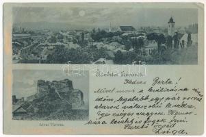 1898 (Vorläufer) Léva, Levice; várrom, látkép a zsinagógával / Levicky hrad / castle ruins, general view with synagogue (felületi sérülés / surface damage)