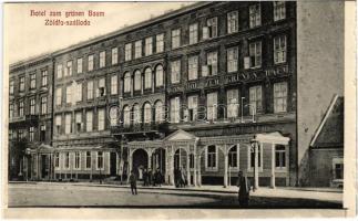 Pozsony, Pressburg, Bratislava; Hotel zum grünen Baum / Vendégfogadó a Zöld fához, Zöldfa szálloda / hotel (képeslapfüzetből / from postcard booklet) (vágott / cut)