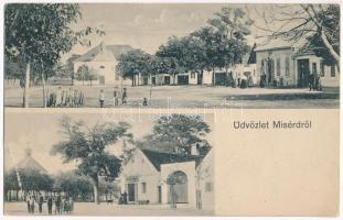 1913 Misérd, Mischdorf, Nové Kosariská (Dénesdtorcsmisérd, Dunajská Luzná); Fő utca, Evangélikus templom, üzletek, kápolna / main street, Lutheran church, shops, chapel (EB)