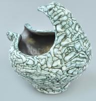 Iparművészeti Vállalatos Gorka?? madaras dísz, mázas kerámia, jelzés nélkül, mázrepedésekkel, m: 15 ...