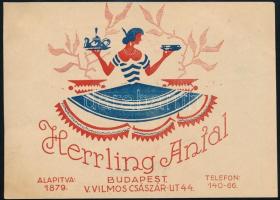cca 1925 Herrling Antal üveg- és porcelánáru kereskedő (Budapest Vilmos császár út) kitöltetlen számlalapja, dekoratív, art deco stílusú rajzzal, jó állapotban