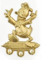 Walt Disney Donald kacsás fali, réz kulcstartó, kopott, jelzett, 12x9cm