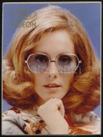 1975 Granvisus (Esztergom) gyár Odeon márkájú szemüvegének reklámja, asztali attrap Pataki Ági modellel, 23,5×17,5 cm