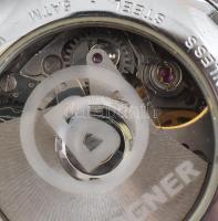 Bogner automata szerkezetű chronográfos férfi karóra, bőr szíjjal, működik, fadobozban, d:37mm