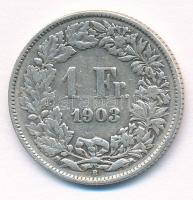Svájc 1903B 1Fr Ag T:3 patina Switzerland 1903B 1 Francs Ag C:F patina Krause KM#24