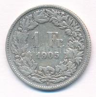 Svájc 1905B 1Fr Ag T:3 patina Switzerland 1905B 1 Francs Ag C:F patina Krause KM#24