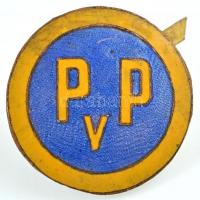 ~1930. PvP (Pesti Városi Park őr?) zománcozott bronz sapkajelvény (28mm) T:2