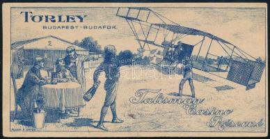 cca 1910 Törley pezsgő repülős motívumú számolócédula, jó állapotban