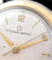 Eterna automata férfi karóra, bőrszíjjal, kopásnyomokkal, működik d:30mm