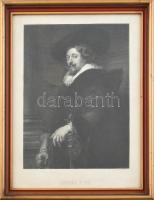 Rubens festménye után, Johann Lindner (1839-1906) metszése: Rubens P. Pál (önarckép). Acélmetszet, papír, jelzett a metszeten. Dekoratív, kissé kopott üvegezett fa keretben. 27x20 cm