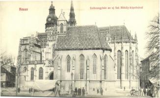 Kassa, Kosice; Székesegyház az új Szt. Mihály kápolnával, piac / cathedral, chapel, market