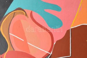 D Wolfe jelzéssel: Absztrakt kompozíció. 1970 körül, feltehetően kaliforniai művész, olaj, rétegelt ...