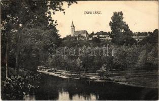 1916 Cseklész, Ceklís, Bernolákovo; látkép, templom / general view, church (EK)