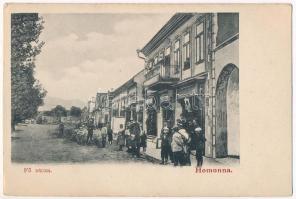 Homonna, Homenau, Humenné; Fő utca, gyógyszertár / main street, pharmacy (EK)