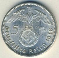 Német 3. Birodalom 1938A 5M Ag "Hindenburg" nagy h.k.-tel T:2/3
