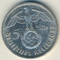 Német 3. Birodalom 1938E 5M Ag "Hindenburg" nagy h.k.-tel T:2/3