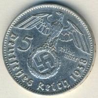 Német 3. Birodalom 1938D 5M Ag "Hindenburg" nagy h.k.-tel T:2/3 ph